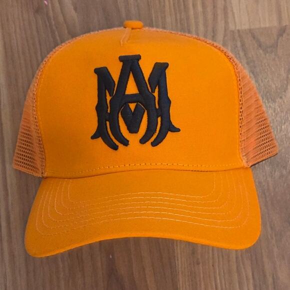 Stylish Orange Amiri Cap with Iconic AM Logo - Picture 1 of 6